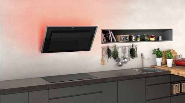 N 90 Wall-mounted cooker hood 90 cm clear glass black printed D95IMT1N0B D95IMT1N0B-7