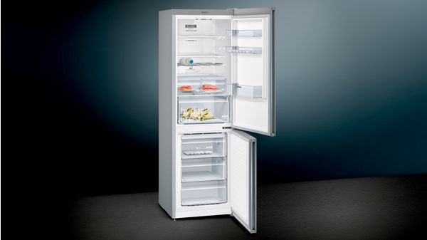 iQ300 Réfrigérateur combiné pose-libre 186 x 60 cm Inox anti trace de doigts KG36NXI35 KG36NXI35-2