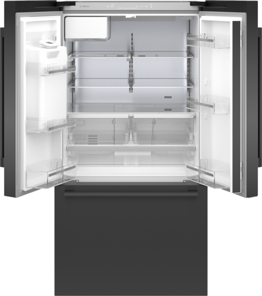 Model: B36FD50SNB | Bosch 500 Series, French Door Bottom Mount Refrigerator, 36'', Stainless steel (with anti-fingerprint), Black Stainless Steel