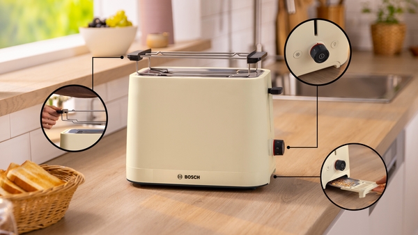 Picture of Bosch TAT3M127GB, Compact toaster Cream