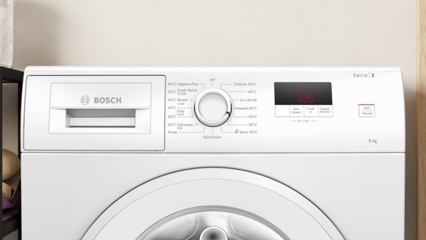 Picture of Bosch WGE03408GB, Washing machine, front loader White