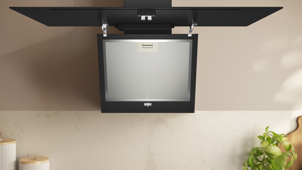 Picture of Neff D83IDK1S0B 80cm Wall-Mounted Cooker Hood in Black and Clear Glass