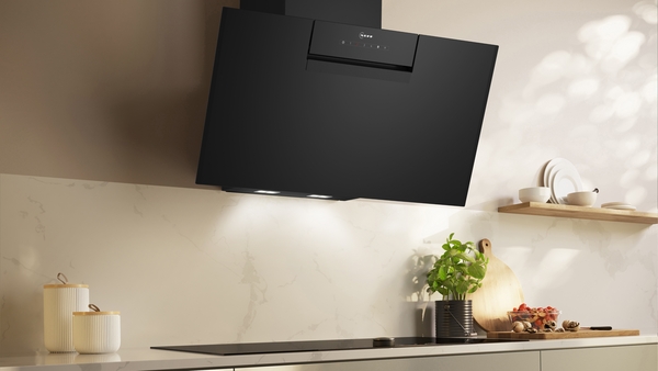 Picture of Neff D85IFN1S0B 80cm Wall-Mounted Cooker Hood in Clear Glass and Black