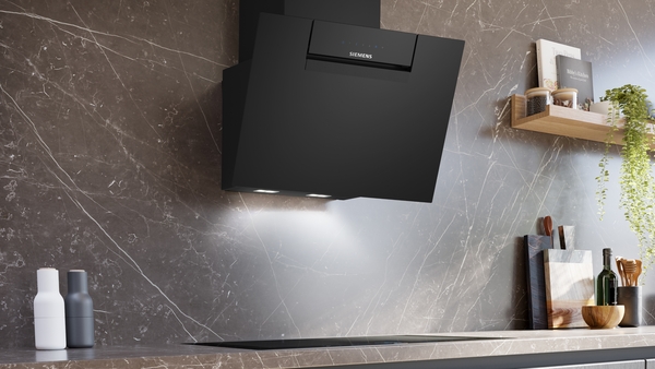 Picture of Siemens LC67KFN60B 60cm iQ300 Wall-mounted Cooker Hood in Clear Glass and Black