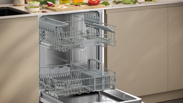 Picture of Neff S145HTS01G Semi-integrated Dishwasher in Brushed Steel