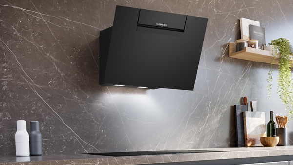 Picture of Siemens LC67KFN60B 60cm iQ300 Wall-mounted Cooker Hood in Clear Glass and Black