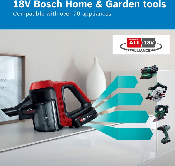 Picture of Bosch BCS71PETGB, Rechargeable vacuum cleaner Tornado red - Discontinued