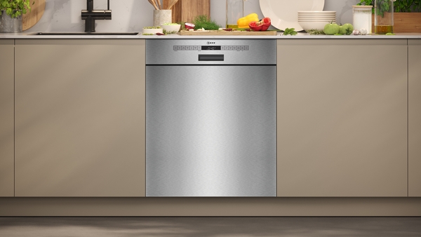 Picture of Neff S145HTS01G Semi-integrated Dishwasher in Brushed Steel