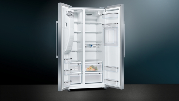 Picture of Siemens KA93GAIDP iQ500 American Style Side by Side Freestanding Fridge Freezer in Brushed Steel Anti-fingerprint