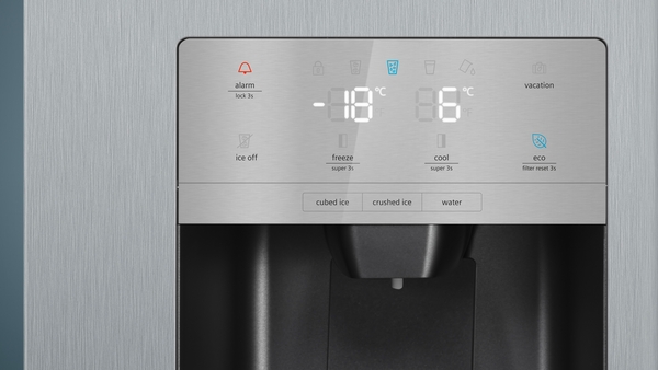 Picture of Siemens KA93GAIDP iQ500 American Style Side by Side Freestanding Fridge Freezer in Brushed Steel Anti-fingerprint