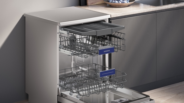 Picture of Siemens SN23EI03ME Full Size Freestanding Dishwasher in Brushed Steel with Anti-Fingerprint - Discontinued