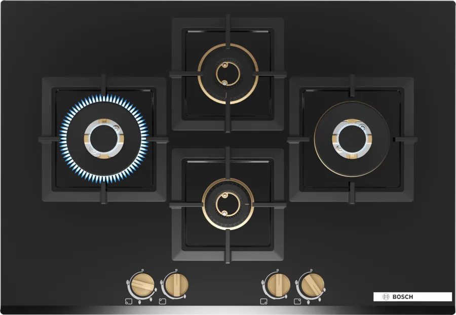 Bosch Bosch PNI7B6G20I Series 6 Gas Hob 75 cm - 4 Burner Tempered Glass Black - PNI7B6G20I - Gas Hob