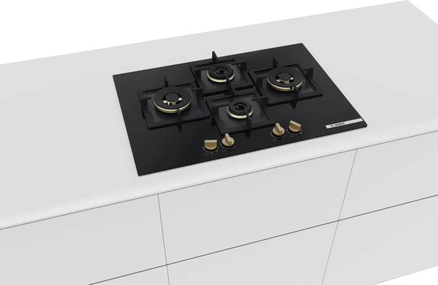 Bosch PNI7B6G20I Series 6 Gas Hob 75 cm - 4 Burner Tempered Glass Black - View 5