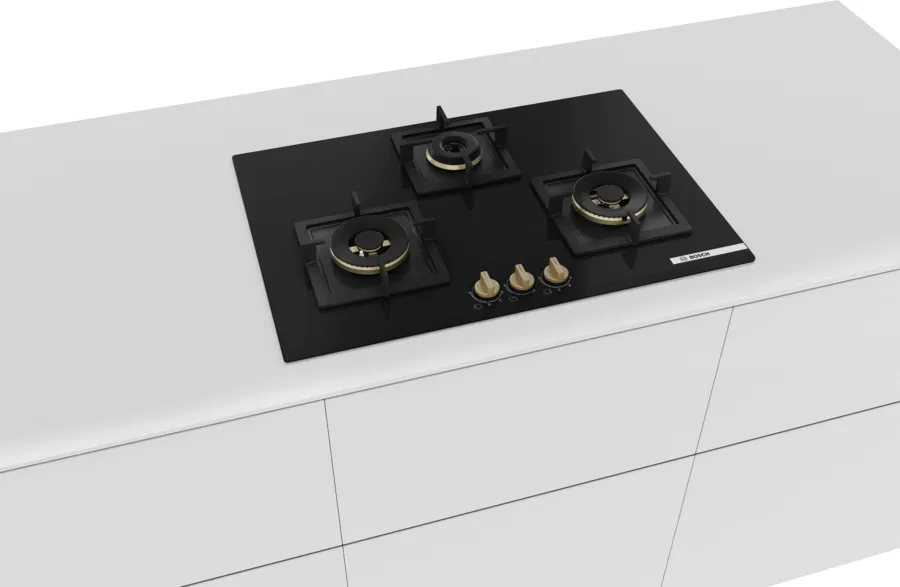 Bosch PND7B6G20I Series 6 Gas Hob 75 cm - Premium Tempered Glass Black - View 3