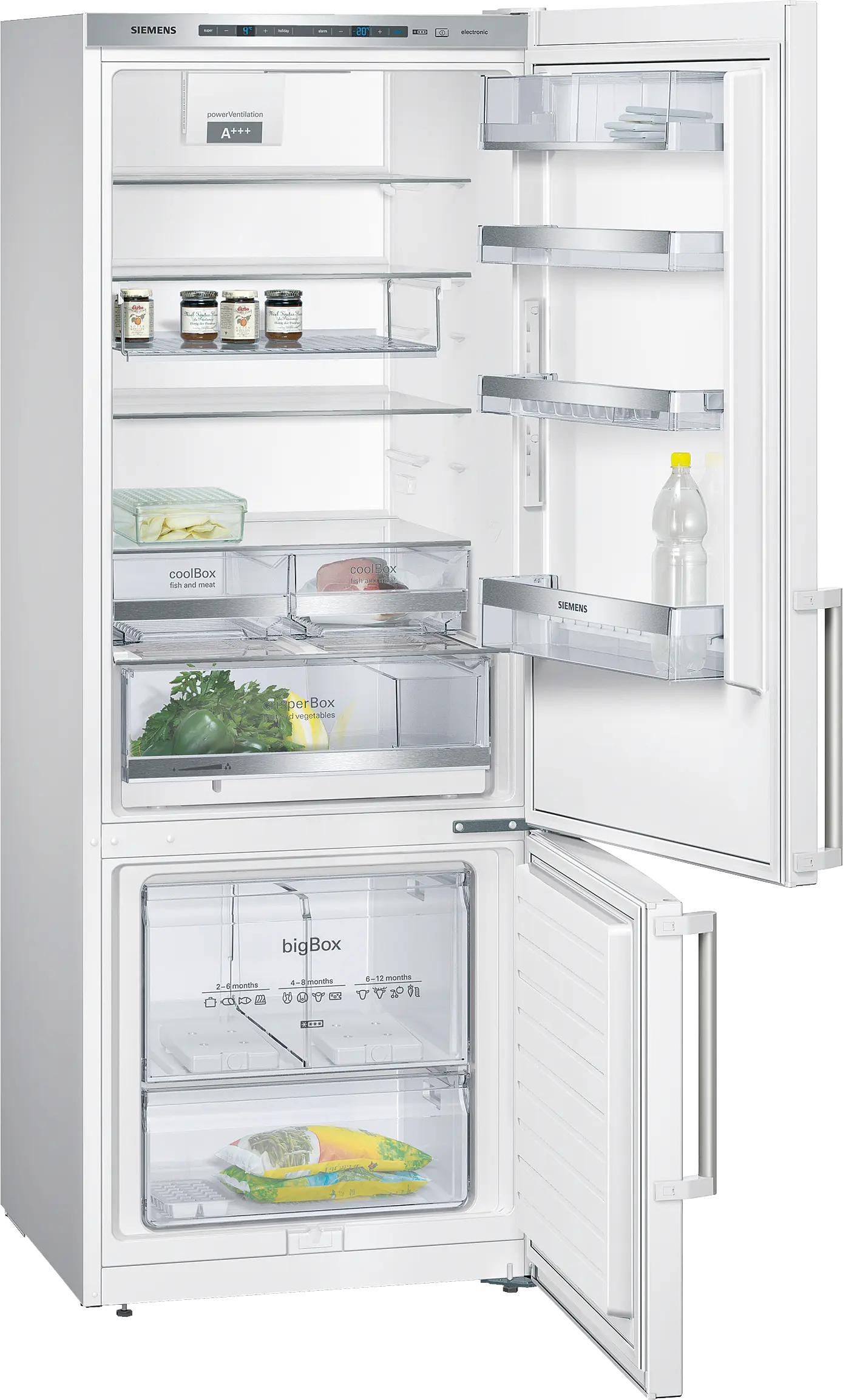 KG58EAW40N free-standing fridge-freezer with freezer at bottom