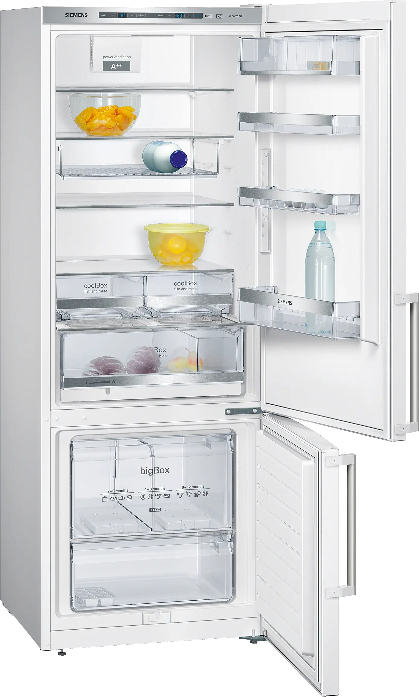 KG58EAW30N free-standing fridge-freezer with freezer at bottom